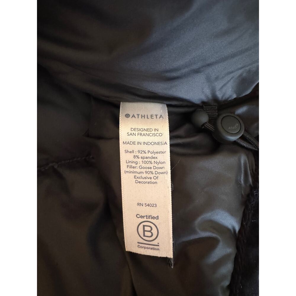 Athleta Black | Velvet Down Puffer Vest XS Real Goose Down Luxe Winter Layer - Picture 7 of 9